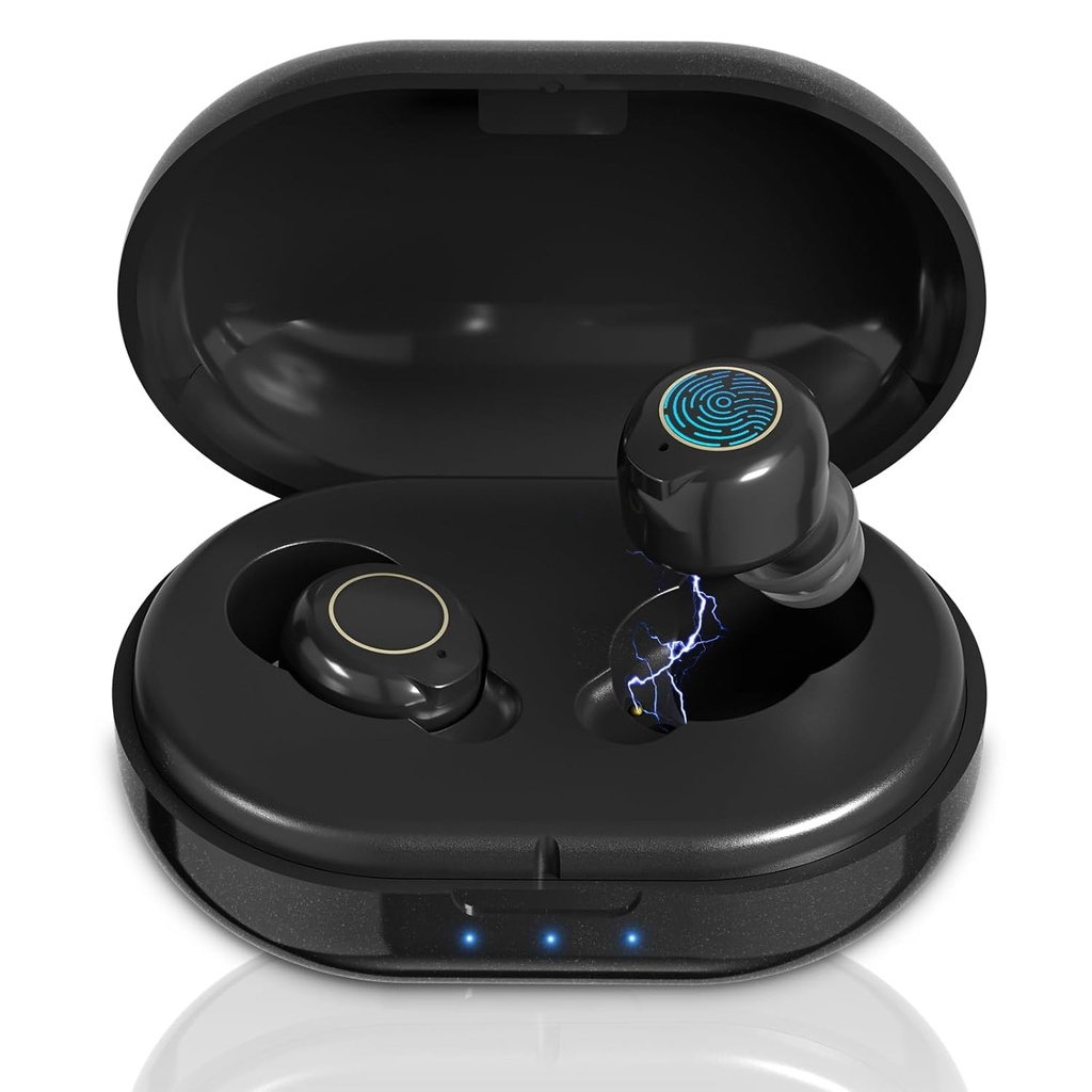 Aides auditives pour les aînés Perte auditive, Aide auditive rechargeable avec annulation de bruit, Amplificateur d'audience Aides auditives avec cas de charge ovale, Noir