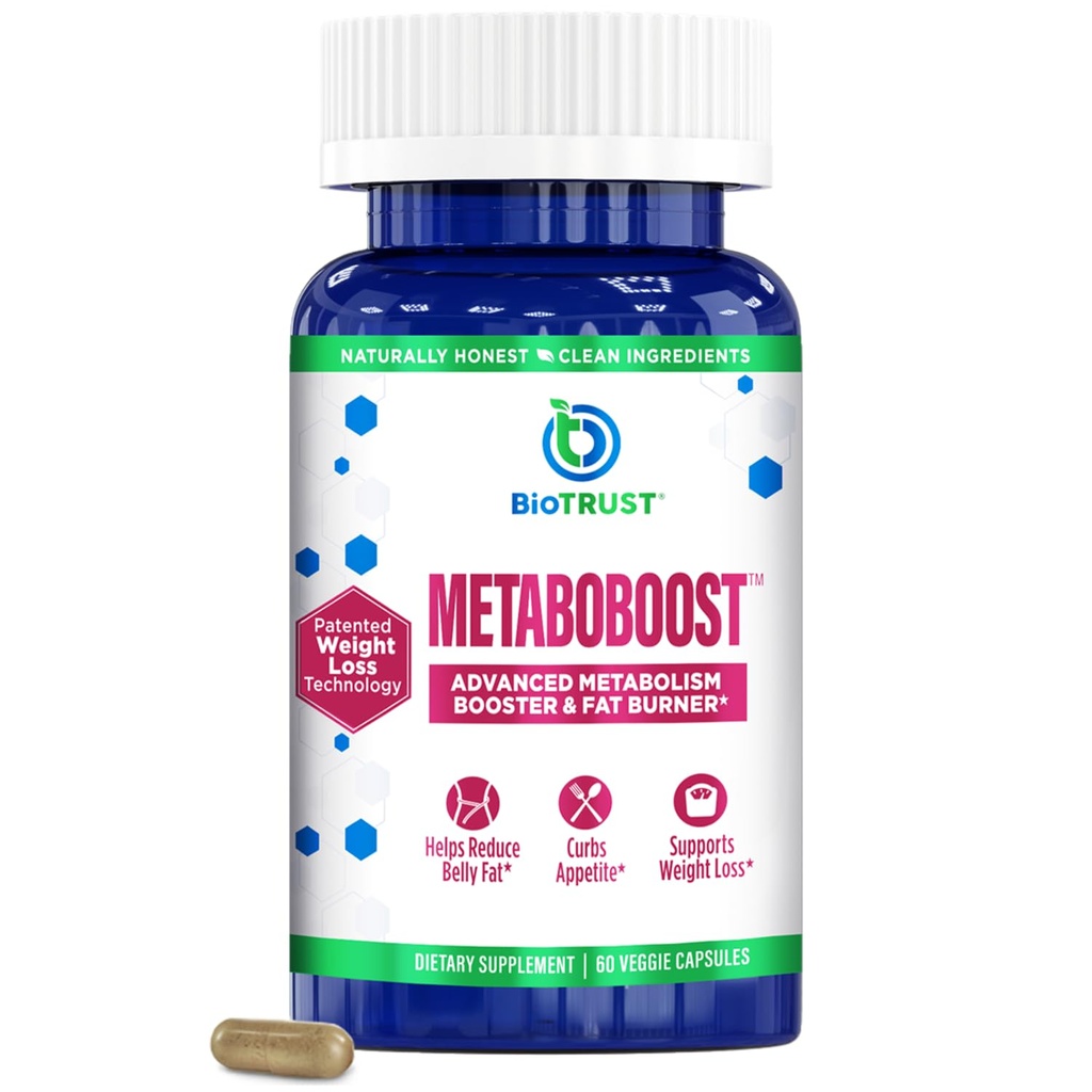 BioTrust MetaboBoost supplément de perte de poids – Suppresseur d'appétit , Calorie Fat Burner , Métabolisme Booster – pilules de régime cliniquement étudié avec Berberine pour Holistic WeightLoss Support- 60 capsules