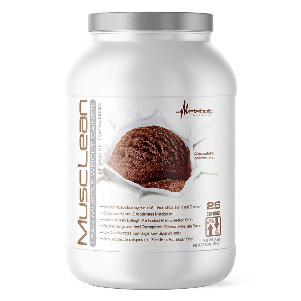 Nutrition métabolique - Musclean - Milkshake, Whey High Protein Meal Replacement, Maintenance Nutrition, Faible Carb, Keto Diet, Enzymes digestifs, Chocolat, 2,5 livres (25 ser)