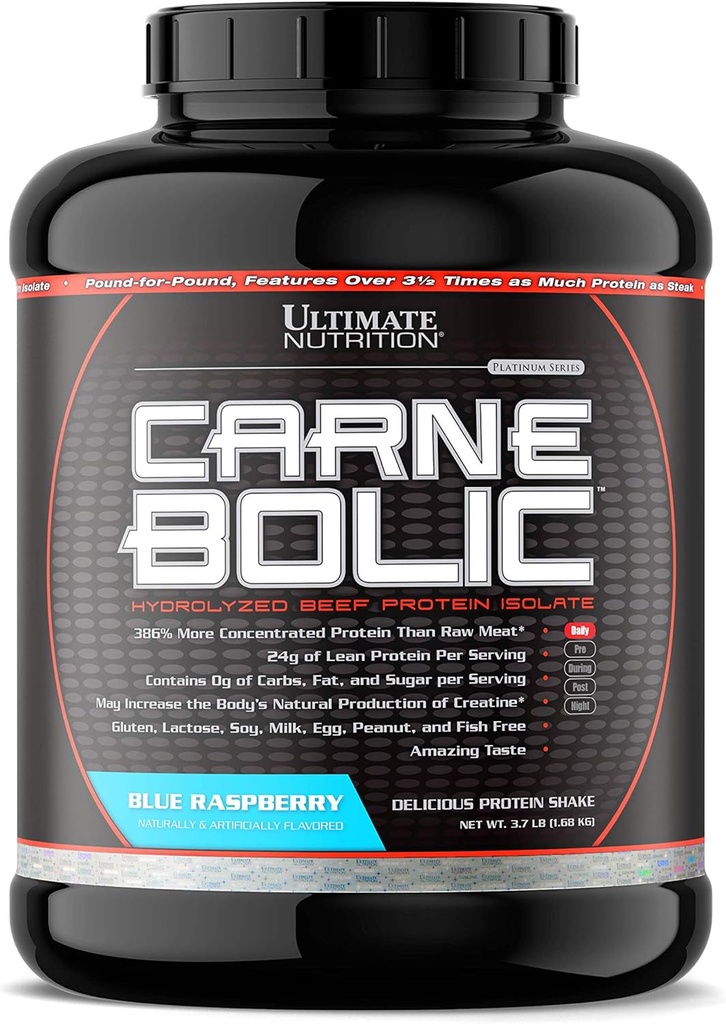 Alimentation ultime Carnébolisant hydrolysé Protéines de boeuf Isolé Poudre-Paleo et Keto Friendly-Zero Carbs, Zéro Graisse, Zéro Sucre ou Soy, Gluten et Sans lactose, Framboise bleue, 60 portions