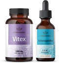 HERBAMAMA Kit Vitex et Ashwagandha - Ensemble de 1000 mg Vitex Capsules Chasteberry & Ashwagandha gouttes liquides 2 fl oz - Vegan, non-OGM, sucre et sans alcool - 2 Pack