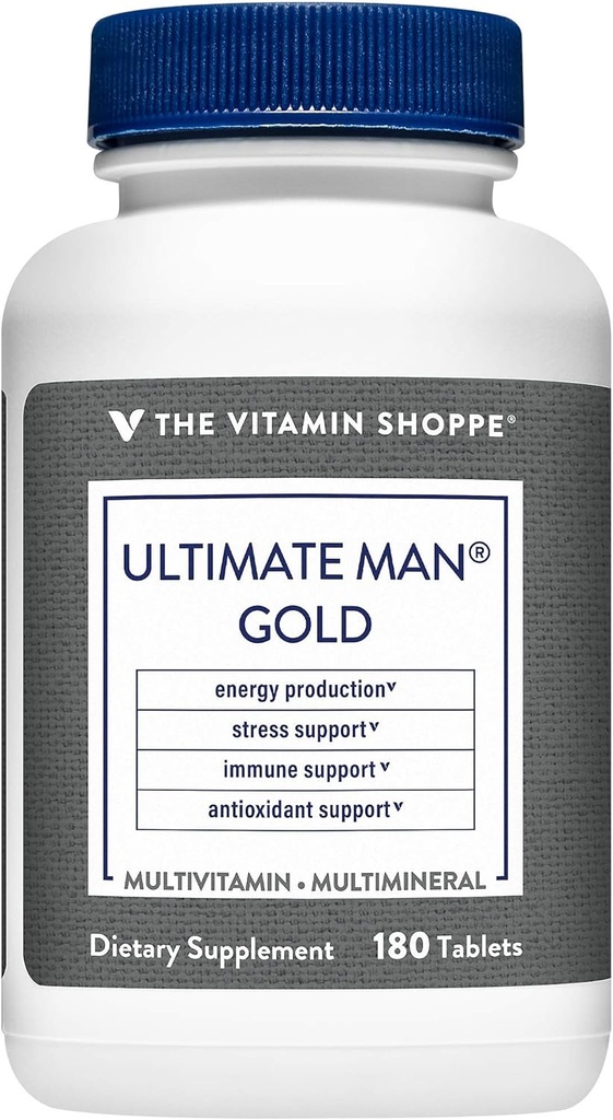 Le Vitamine Shoppe Ultimate Man Multivitamine - haute puissance énergie et mélange antioxydant - Supplément quotidien complet multi-minéraux pour la santé optimale des hommes - sans gluten et sans produits laitiers (180 comprimés)