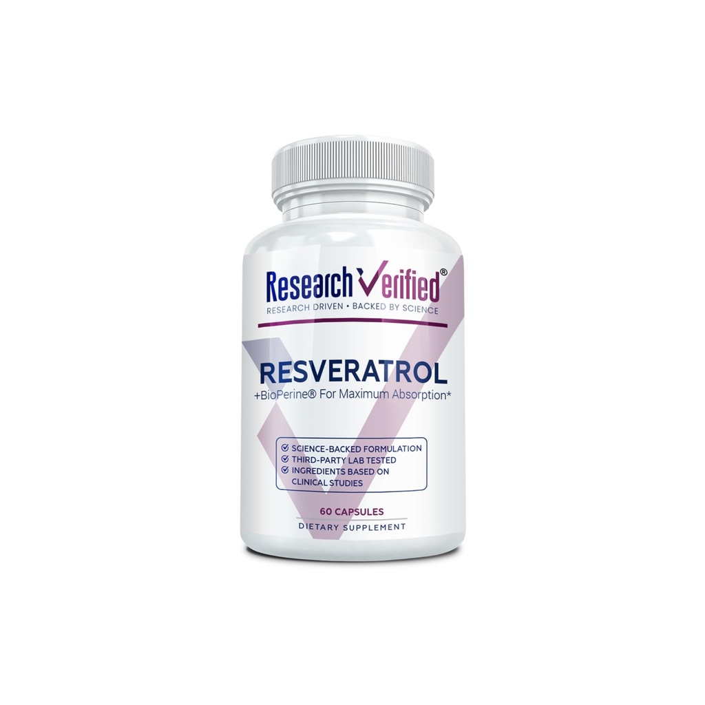 Recherche Vérifié Resvératrol - 98% Trans-Resvératrol 1000 mg, Anti-Age Support - 1 bouteille - 60 capsules
