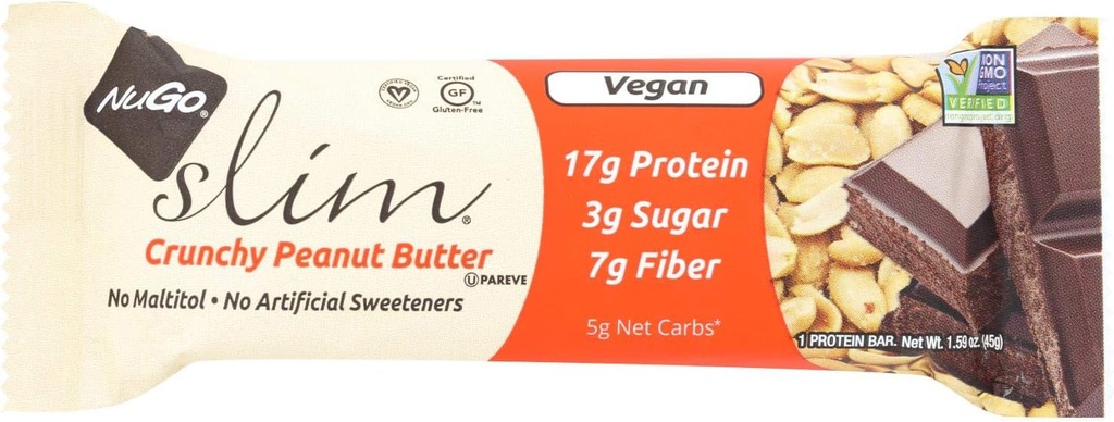 Barre de nutrition NuGo - Slim - Beurre aux cacahuètes - 1,59 Bars Oz - Cas de 12