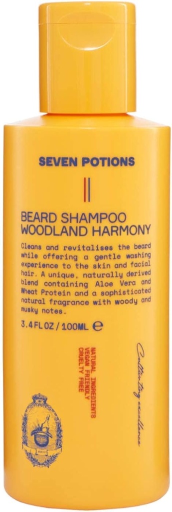 SEPT POTIONS Shampooing pour les hommes — Lavage doux et propre pour un ours propre et exempt de démangeaisons — naturel, végétalien, sans cruauté — (Harmonie des bois, 3.4 Fl Oz)