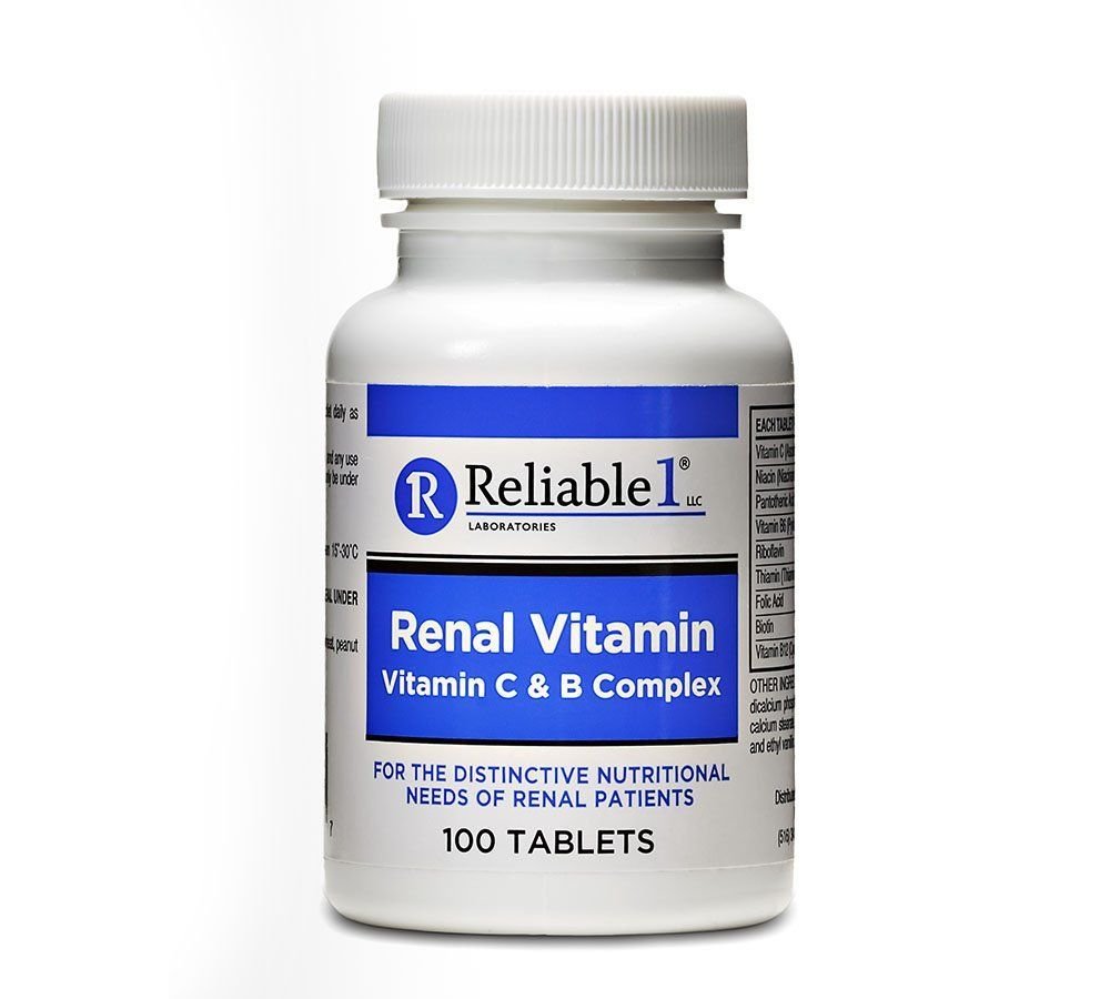1 LABORATOIRES Complexe de vitamine C et B rénale pour hommes et femmes (100 comprimés par bouteille) (Single)