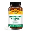 Country Life Magnésium Citrate 250mg - 120 comprimés - soutient la fonction musculaire et nerveuse, rythme cardiaque, système immunitaire sain, production d'énergie - supplément complexe de magnésium