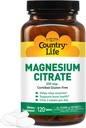 Country Life Magnésium Citrate 250mg - 120 comprimés - soutient la fonction musculaire et nerveuse, rythme cardiaque, système immunitaire sain, production d'énergie - supplément complexe de magnésium