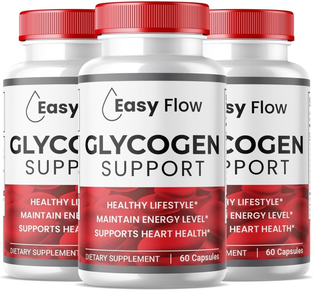 (3 Pack) Glycogène à flux facile, Capsules de support de Glycogène à flux facile, Formule d'optimisation de Glyco, Nettoyeur de vaisseau de sang naturel, Support de Glycogène à flux facile Premium (180 Capsules)