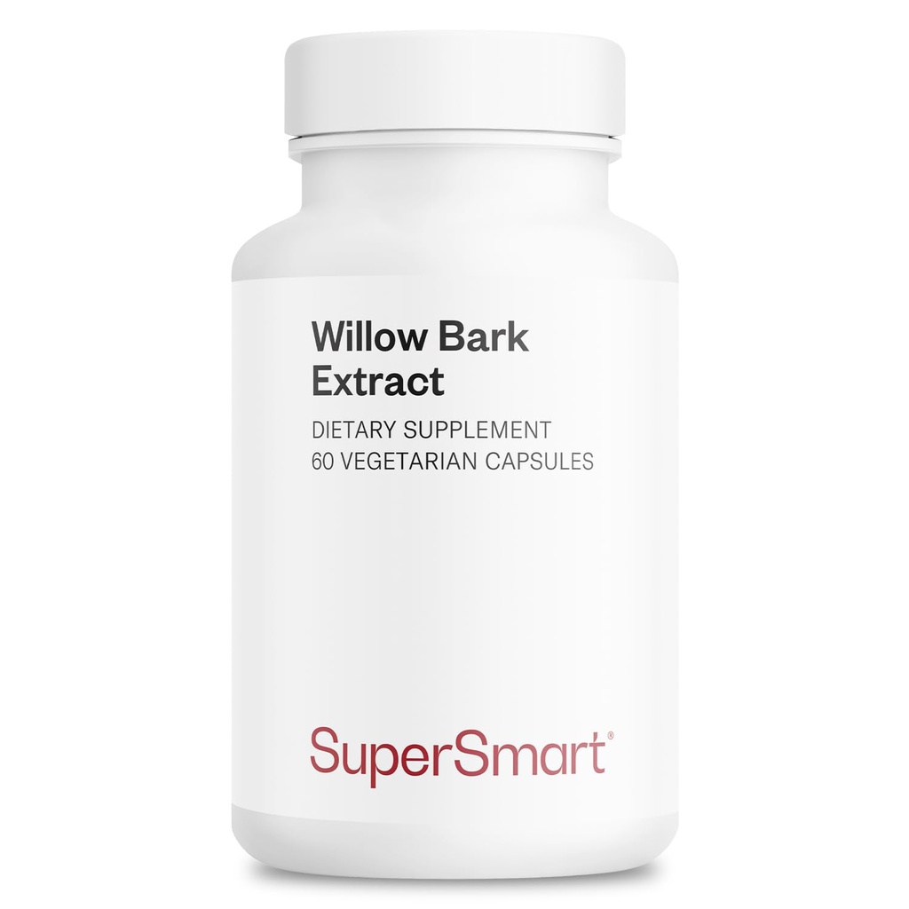 Supersmart - Extrait d'écorce de saule 530mg par jour (haute puissance) - 15 % de salicine - Supplément naturel d'herbe de saule de saule (non-OGM et sans gluten) - 60 capsules végétariennes