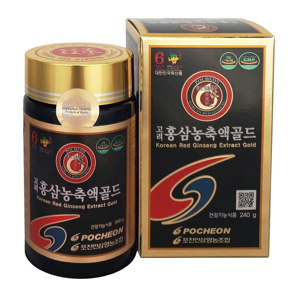 Pocheon 240g(8.5oz), 100% Coréen pur 6 ans racine Panax Ginseng rouge extrait d'or, TOP Ginsenoside, Saponine, supplément à base de plantes de Ginseng, soutien naturel immunitaire