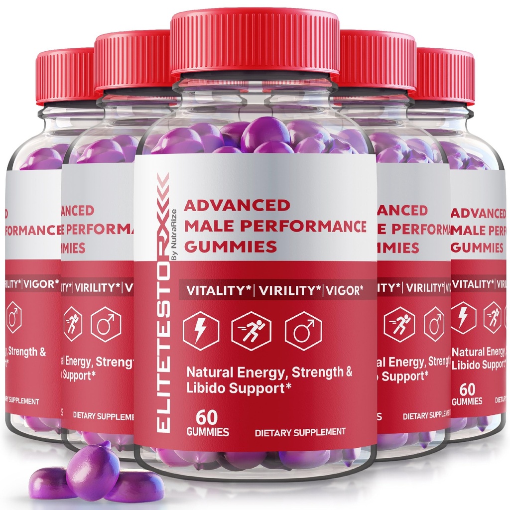 (5 Pack) Elite Testo Rx Gummies, Formule Homme tout naturel, Supplément Premium pour les hommes, EliteTesto Rx Pills pour la santé globale, Elite TestoRx Gummy s, Examens officiels EliteTestoRx (300 Gummies)