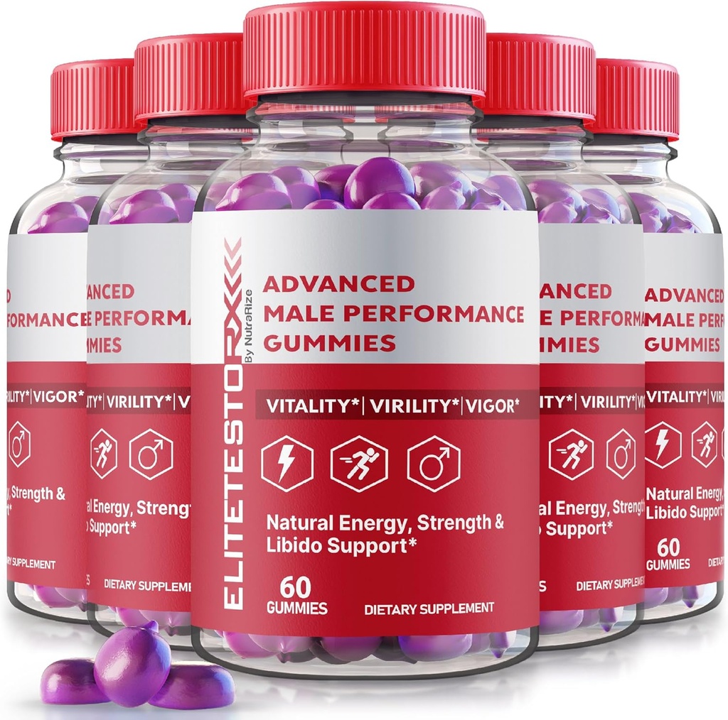 (5 Pack) Elite Testo Rx Gummies, Formule Homme tout naturel, Supplément Premium pour les hommes, EliteTesto Rx Pills pour la santé globale, Elite TestoRx Gummy s, Examens officiels EliteTestoRx (300 Gummies)