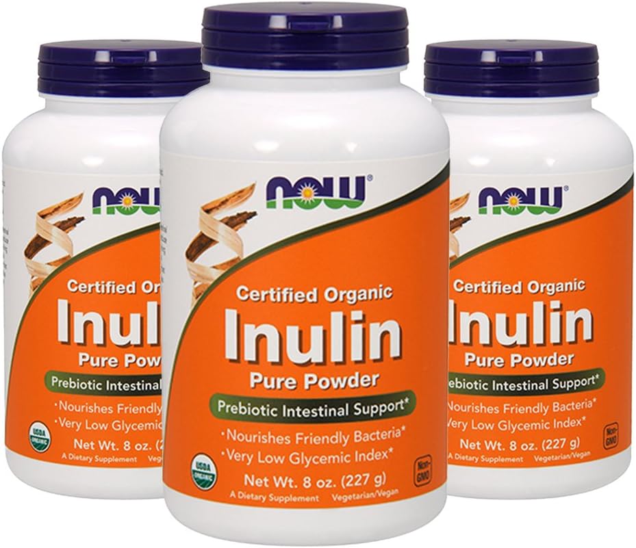 NOW Foods Inulin (Certified Organic) - 8 oz (Pack of 3)