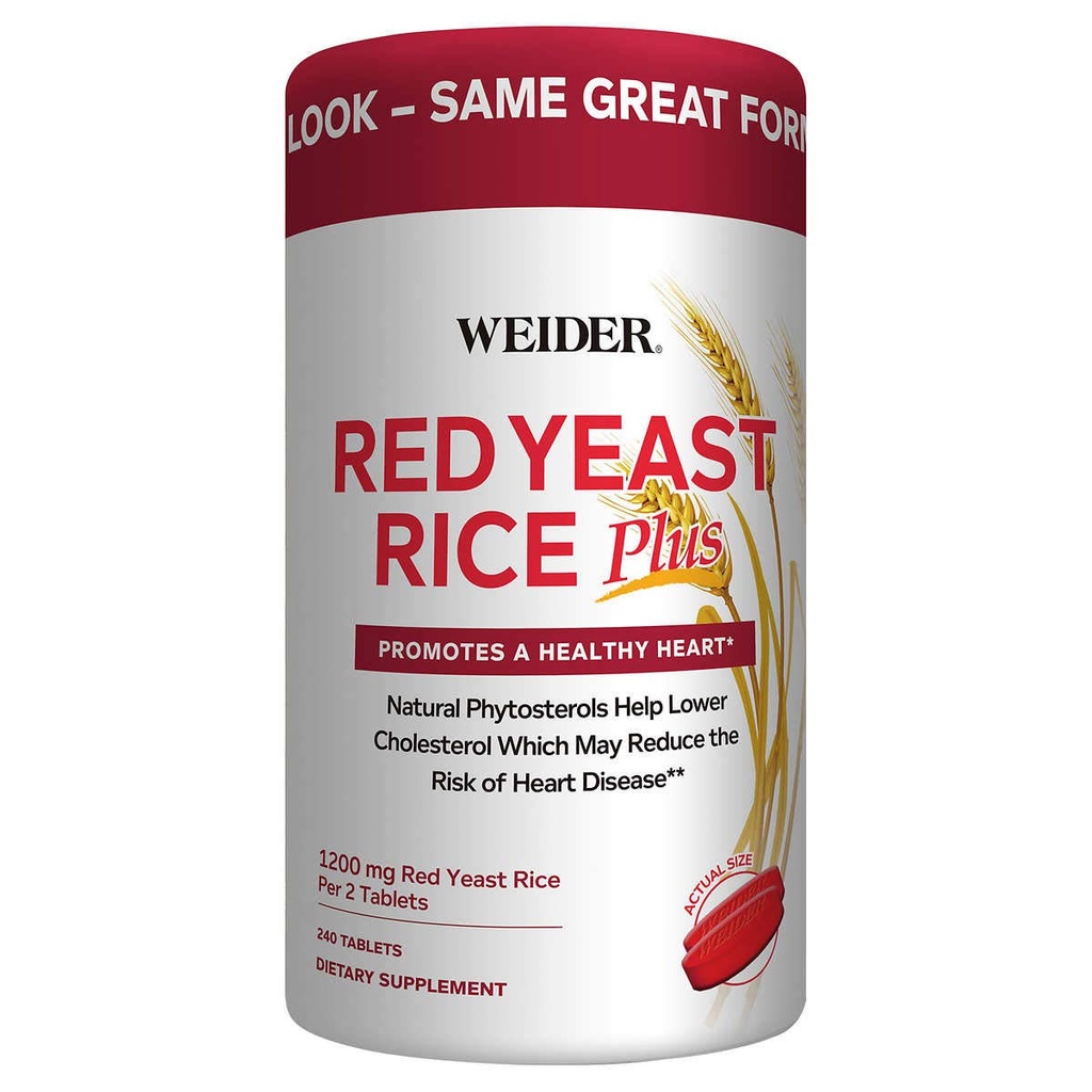 Weider Red Yeast Riz Plus 2-Pack avec des phytostérols 1200 mg par 2 comprimés (240 comprimés X 2)