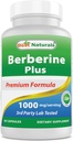 Meilleurs naturels Berberine Plus 1000mg par portion, (non-OGM) 60 Capsules - Contient Berberine HCL 1000mg, Vitamine C 120mg et gluconate de zinc 30 mg