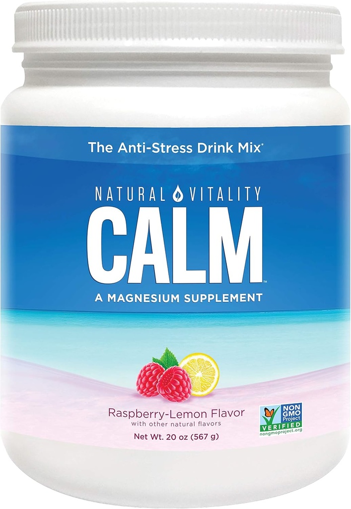 Vitalité naturelle calme, le mélange anti-stress boisson, supplément de magnésium poudre, citron framboise - 20 onces