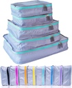 Cubes d'emballage MUMI – Cubes d'emballage de compression à 5 pièces pour les voyages, Organisateurs de bagages pour les valises, Sacs de transport, Sacs à dos et Sacs à dos – Essentiels de voyage à l'espace - Aqua