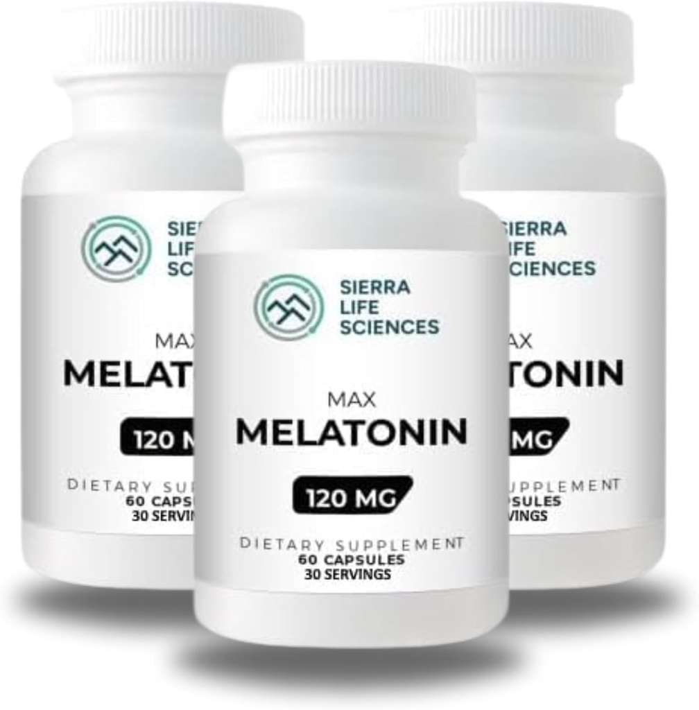 120 mg de Melatonine Max à haute posologie dans des gélules faciles à avaler - 30 portions (paquet de 3)