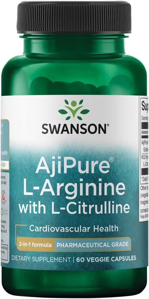 Swanson Amino Acid Ajipure L-Arginine with L-Citrulline 60 Veg Capsules