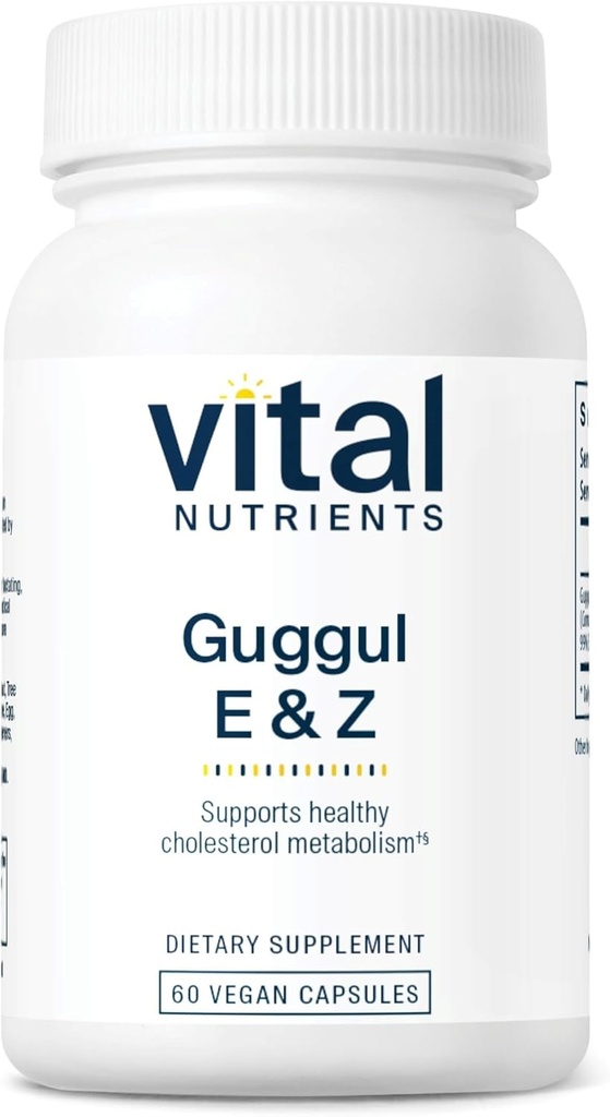 Les nutriments vitaux Guggul E & Z-S Supplément de Guggul végétalien Supplément de cholestérol pour les niveaux de LDL et de triglycérides sains
