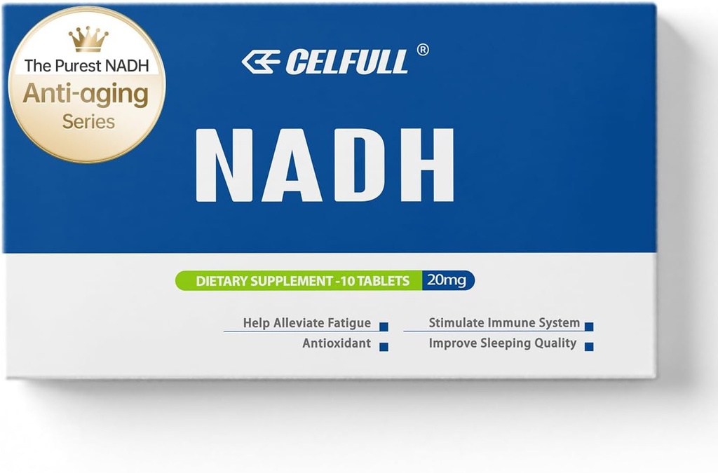 Supplément NADH CELFULL 40mg Enchance NMN Supplément NAD+ alternatif pour le soutien immunitaire Boost anti-âge Cognition cérébrale et suppléments de fatigue chronique