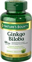 Nature's Bounty Ginkgo Biloba, soutient la fonction cérébrale saine, supplément à base de plantes, 60 Mg, 200 Capsules