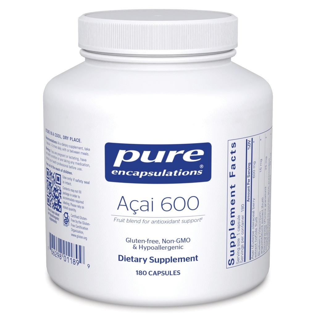 Encapsulations pures Acai Supplément de baie pour fibre, support immunitaire, antioxydants et flavonoïdes*