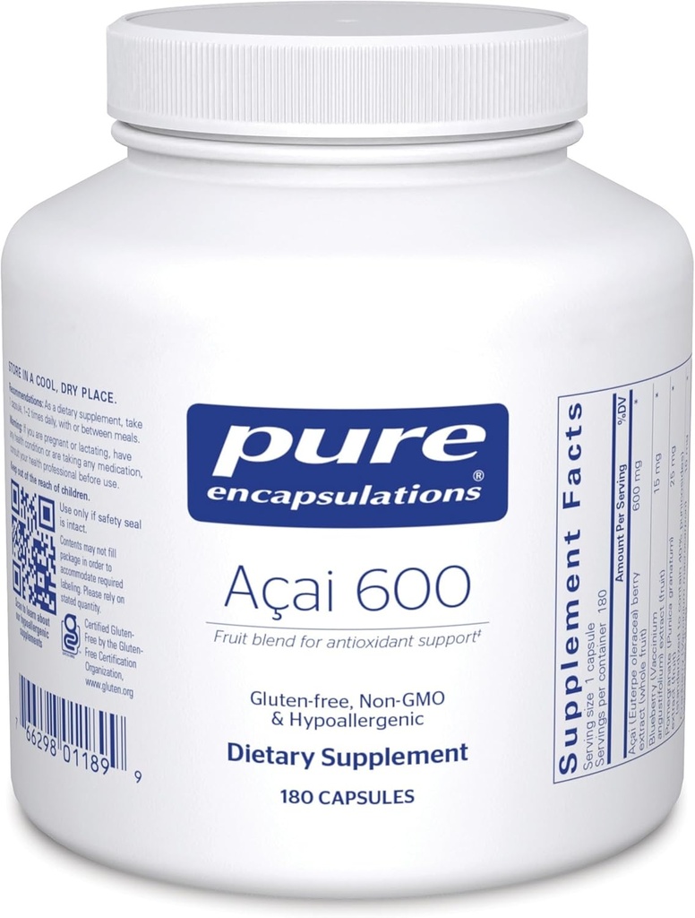 Pure Encapsulations Acai 600 | Berry Supplement for Fiber, Immune Support, Antioxidants, and Flavonoids* | 180 Capsules