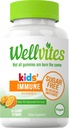 Wellvites Sans Sucre Enfants Immune Vitamines Gommy quotidiennes - Vegan, Non-OGM - Gommies Vitamine C pour Enfants Immune Support, Pas d'édulcorants artificiels, Sans gluten, Sans gélatine, 60 Compte (30 jours d'approvisionnement)