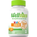 Wellvites Sans Sucre Enfants Immune Vitamines Gommy quotidiennes - Vegan, Non-OGM - Gommies Vitamine C pour Enfants Immune Support, Pas d'édulcorants artificiels, Sans gluten, Sans gélatine, 60 Compte (30 jours d'approvisionnement)