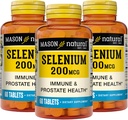 MASON NATURAL Sélénium 200 mcg - Supplément antioxydant pour le soutien immunitaire et la santé de la prostate, Trace Mineral essentiel, 60 comprimés (paquet de 3)