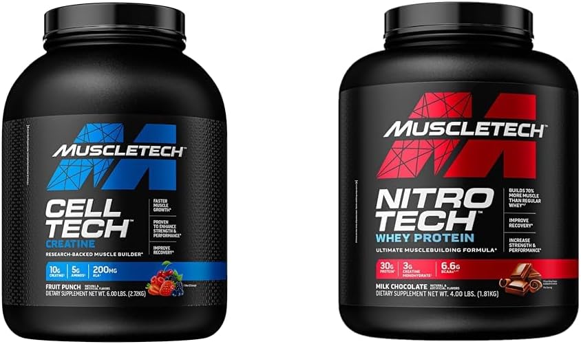 MuscleTech Creatine Poudre monohydratée Cell-Tech Creatine Poudre & n Poudre Nitro-Tech Whey Protein Isolate & Peptides
