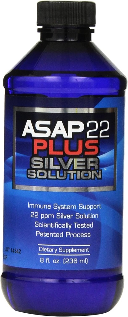 American Biotech Labs - ASAP 22 Plus Solution Argent - Système immunitaire, 22 ppm Solution Argent Complément alimentaire - (8 oz)