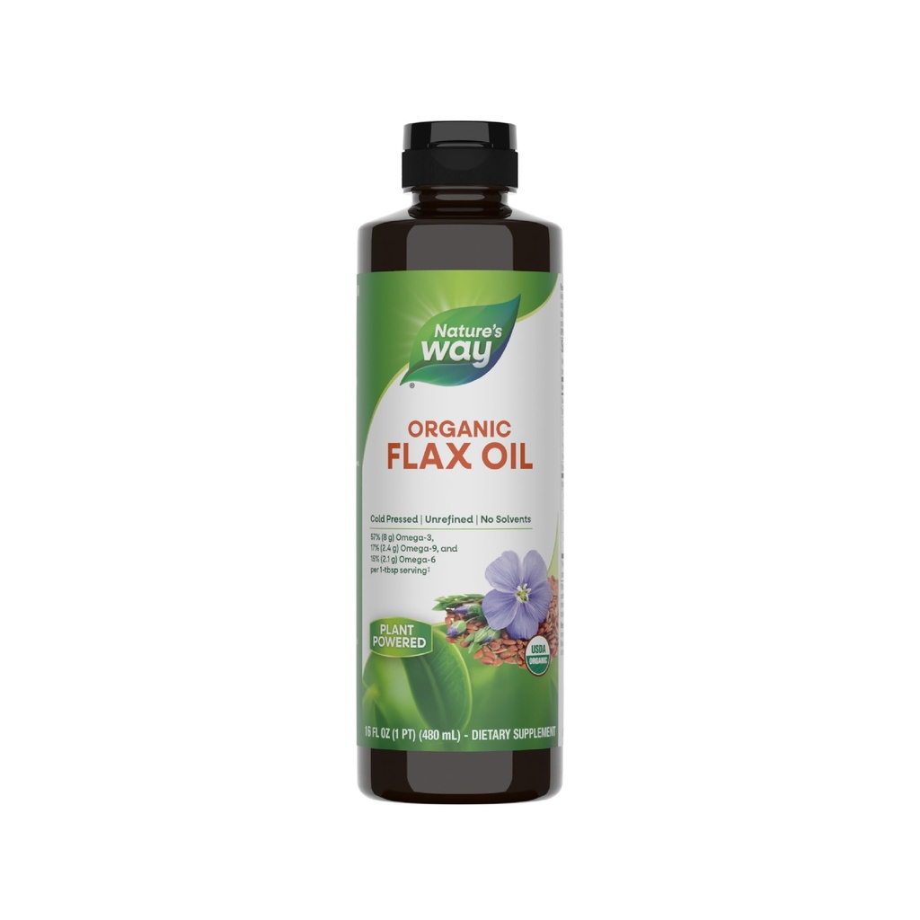Nature's Way Huile de lin biologique, USDA certifié biologique, Omega-3, 6, 9, pressé à froid, 16 Fl Oz (paquetage mai Vary)