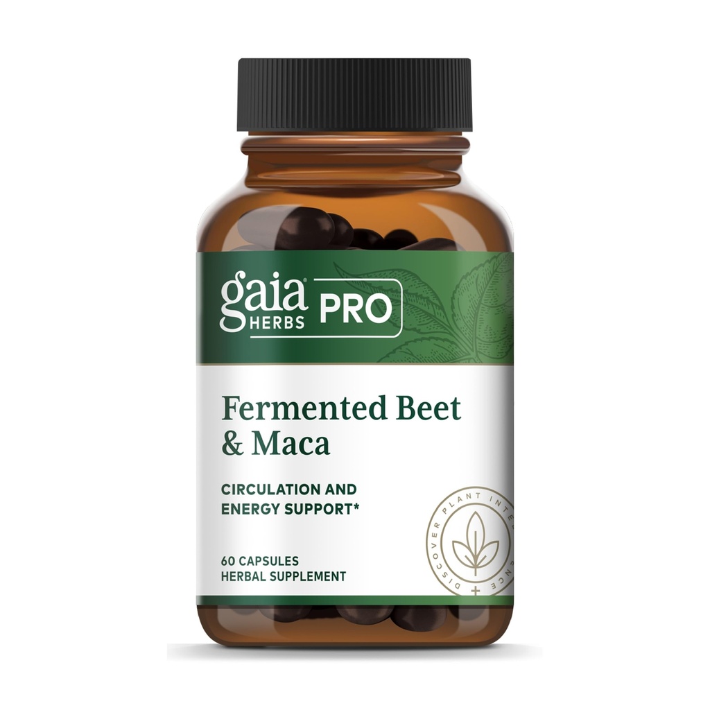 GAIA HERBS PRO Betterave fermentée et Maca - Supplément de soutien pour l'énergie saine et la circulation* - Supplément de santé rénale avec racine de betterave et de carotte - Vegan, sans gluten, sans soja - 60 capsules (30 portions)