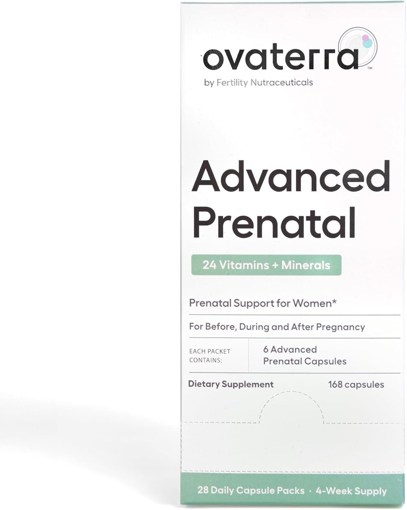 Ovaterra Advanced Prenatal Vitamins for Women with 550mg Choline, Methylfolate, Chelated Iron & 24 Nutrients 168 Capsules - 28 Day Supply