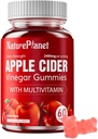 NaturePlanet Gommies de vinaigre de cidre de pomme, 2400 MG Gommies de vinaigre de cidre de pomme avec multivitamine, végétalien, non-OGM, sans gluten, 60 Gommies