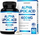 Acide alpha lipoïque 600mg par portion 60 Capsules - Potent Antioxydant pour la neuropathie et la santé cardiovasculaire (Supplément ALA) - Tiers testés, non OGM, sans gluten, végétaliens et américains fabriqués