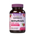 Bluebonnet EarthSweet Methylfolate 400 mcg Coenzyme active cellulaire 5-MTHF L - Supplément de folate de méthyle - Soutien prénatal et énergétique* - Non-OGM, végétalien, sans gluten - Framboise - 90 comprimés à croquer
