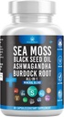 Silicon Sea Moss Huile de graines noires Ashwagandha Bladderwrack Burdock - 60 Compte