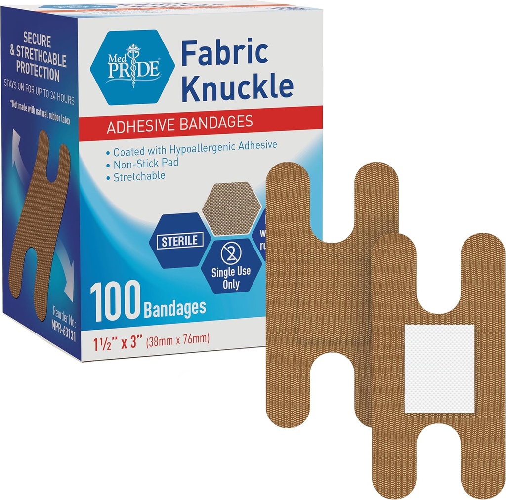 MED PRIDE 100 Bandes de doigts, doigts et bandages de tissus stériles – Latex et sans caoutchouc hypoallergéniques, 1,5in X 3in