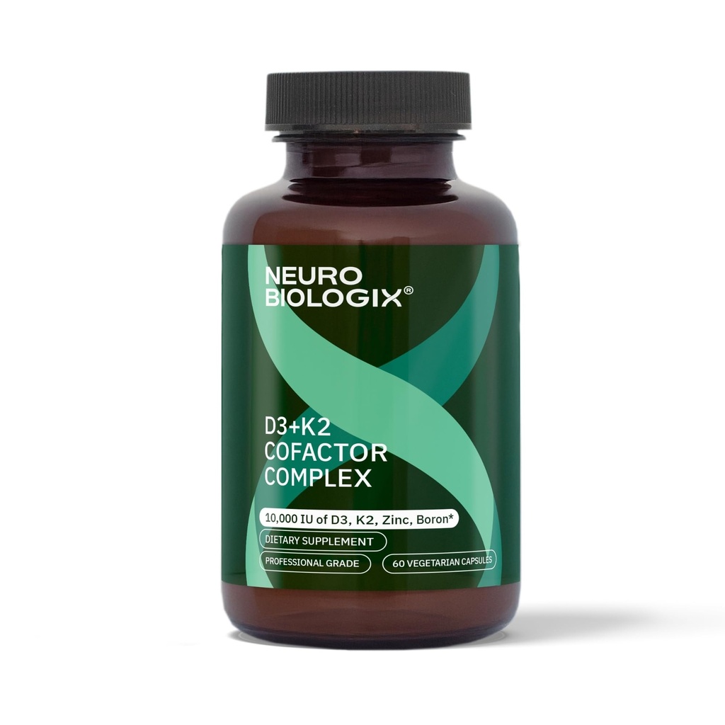 Complexe de cofacteurs D3+K2 - aide à maximiser les avantages de la vitamine D pour le soutien des os, du coeur et des immunes - formulé avec la vitamine D3, K2 (vitaMK7®), Zinc et Boron pour promouvoir une utilisation efficace du calcium – 60 capsules