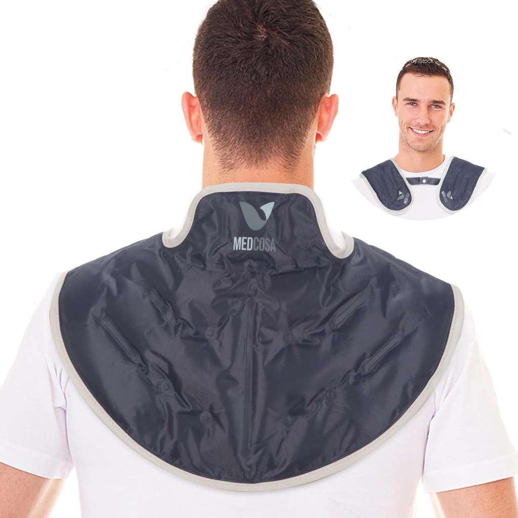 Pochette de glace Medcosa pour cou et épaule – Enveloppe de thérapie chaude et froide réutilisable, compresse de gel en peluche avec sangle réglable pour la migraine, les muscles et le soulagement de la douleur après l'entraînement