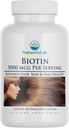 Nature's Lab Biotin 5000 mcg - Promotion des cheveux, de la peau et des ongles sains - 120 capsules (4 mois d'approvisionnement)