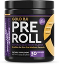 Gold BJJ PreRoll - Jiu Jitsu Pre Workout Supplément pour l'énergie, le focus et l'endurance - Martial Arts Powder Formula spécifique avec des saveurs naturelles (Acai Berry, 30 portions)