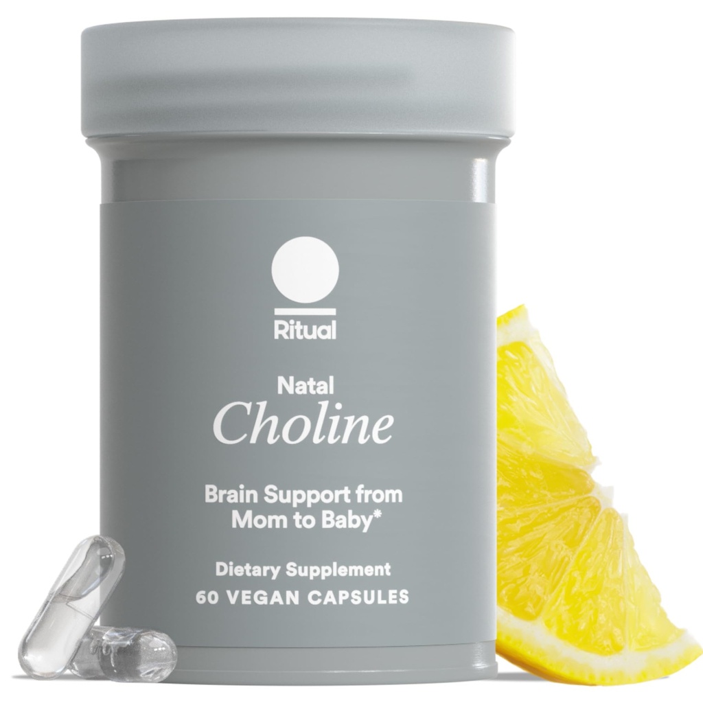 Ritual Natal Choline Supplement, 550mg, soutient la fonction cognitive du bébé lorsqu'il est pris pendant la grossesse et le contenu en choline dans le lait maternel*, 30 jours d'approvisionnement