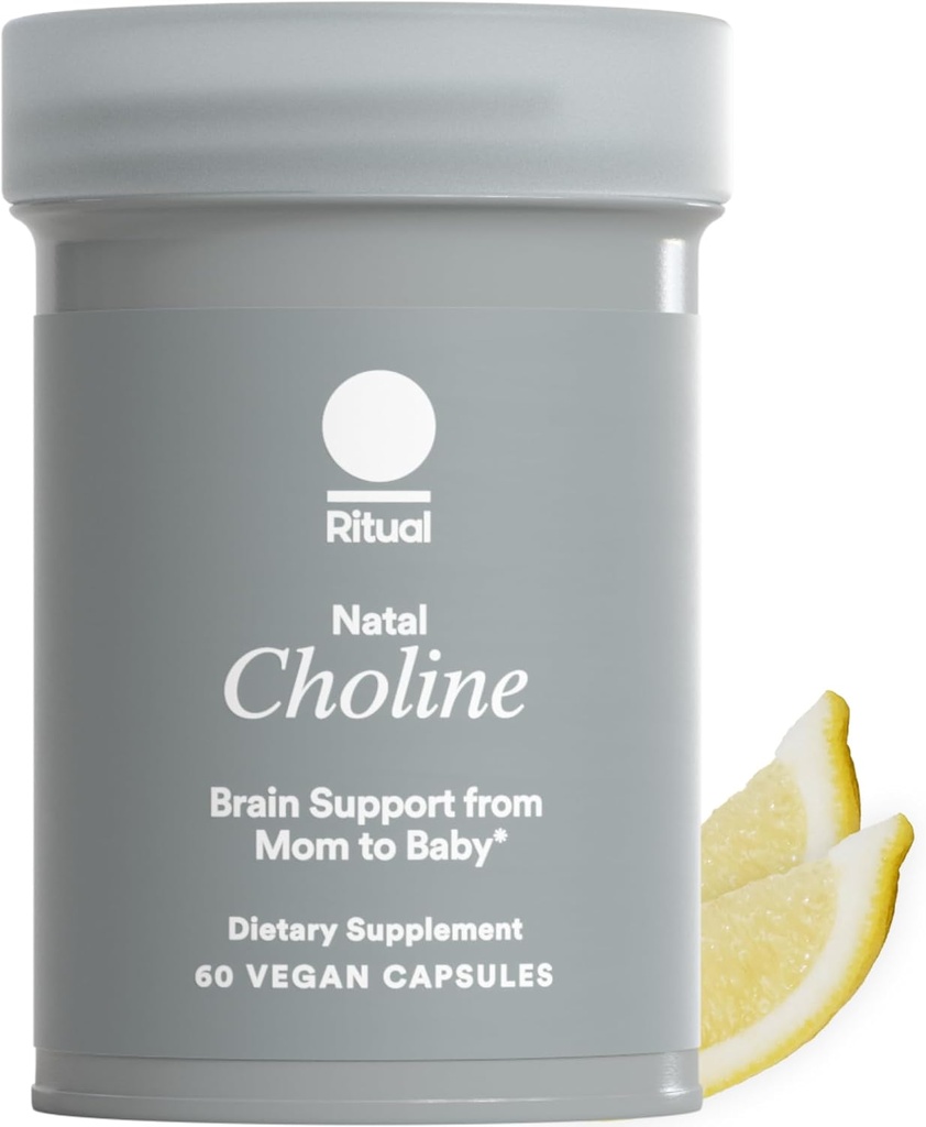 Ritual Natal Choline Supplement, 550mg, soutient la fonction cognitive du bébé lorsqu'il est pris pendant la grossesse et le contenu en choline dans le lait maternel*, 30 jours d'approvisionnement
