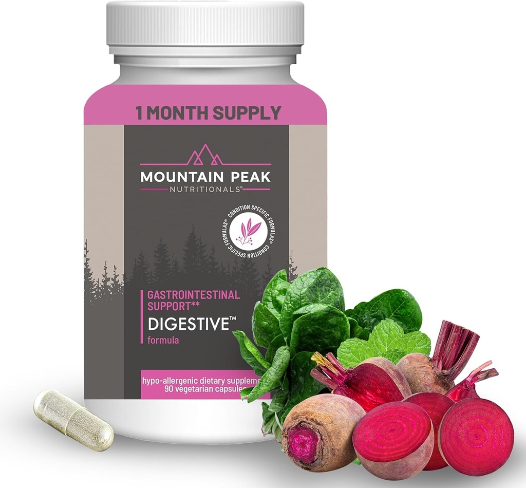 Mountain Peak Nutritionals Enzymes et probiotiques digestifs pour la santé des Guts et le soulagement des ballonnements - Supplément de digestion avancé avec mélange probiotique 12-Strain et HCl bétaïne (90 capsules végétariennes)