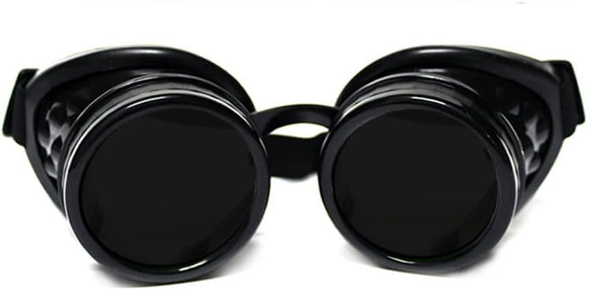 Gants de steampunk GloFX teintés - Accessoires Rave EDM Festival - Gants de soudeur cosplay gothique - Gants noirs avec verres foncés